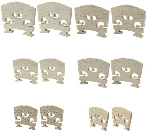 Piutouyar 4/4 3/4 1/2 1/4 1/8 1/16 Full Size Violin Bridge, 12 Pcs Maple Violin Bridge Violins Replacements Parts