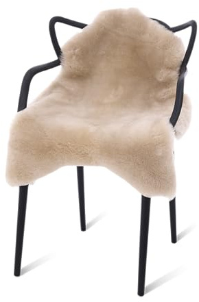 Decorating Sheepskins Fur for Chair, Premium Australian Sheepskin Real Beige 80 x 60 cm [Shorn 2.7 cm] Odourless, Real Lambskin, Lambskin Rug for Sofa, Sheepskins, Lambskins