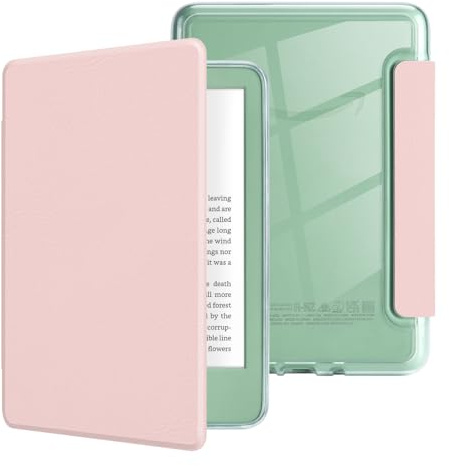 MOROCK Schutzhülle für Kindle (11. Generation, Version 2024/2022), leichtes PU-Leder und transparente Acryl-Rückseite, automatische Sleep/Wake-Hülle für Kindle 11. Generation 2024/2022, Rosa