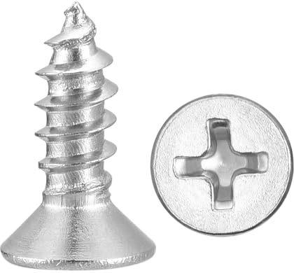 METALLIXITY Countersunk Phillips Wood Screws (ST2x6mm) 200Pcs, 304 Stainless Steel Coarse Thread Phillips Drive Flat Head Wood Screws - for Furniture Installation Repair, Silver