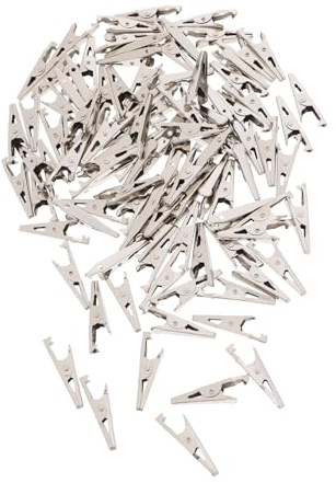 HOMOCONO 100 Pcs Small Metal Alligator Clips Spring Clamps Mini Battery Clamps for Electrical Testing DIY Crafts Circuit Connections Reusable Clips