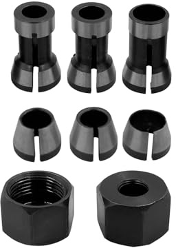 Set di 8 pinze di serraggio da 6 mm, 6,35 mm, 8 mm, con 2 dadi | Mandrino tenditore per fresatrice, adattatore per macchina da incisione, per Einhell, Katsu, Bosch, Dewalt