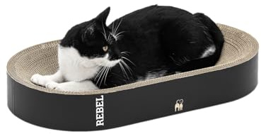 Petrebels Kratzpappe Oliver 61, Katzen Kratzbrett aus sehr stabilem Karton, Kratzkarton 63 x 35 x 10 cm, Farbe Schwarz