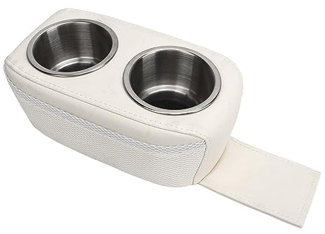 Walmeck Portabicchieri per Pontone, Portabicchieri Doppio in Acciaio Inossidabile Portabottiglie Portatile, Facile Spostare e Sicuro per Pontone, Barche, (Bianca)