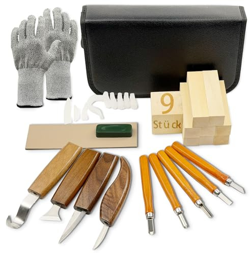 Gubias Para Tallar Madera Con 23 Piezas, Cuchillos Profesionales para Tallar Madera, Figuras de Animales, Decoraciones y Trabajos Artísticos En Madera