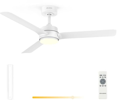 Grunkel - Ventilador de Techo con luz LED 18W y aspas de plastico modo verano/invierno- Mando a distancia. 6 velocidades. Temporizador 8h - 30W (119cm)