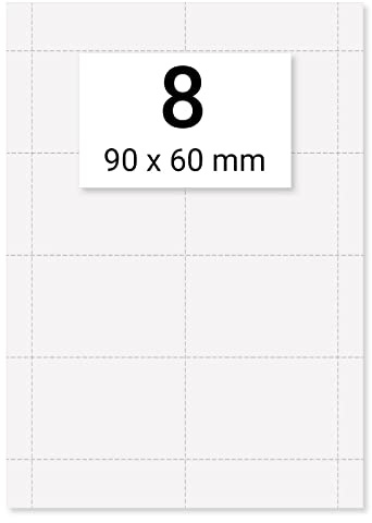 40 x Karteo® Einlegepapier Einstecketiketten Einleger 160g/m² weiß hochwertiges perforiertes Papier 60 x 90 mm auf 5 Stk. DIN A4 Bogen zum Selbstbedrucken