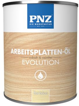 PNZ Arbeitsplatten-Öl evolution für Innen | Nachhaltig hergestellt mit regionalen Rohstoffen | besonders strapazierfähig | für Küchenholz, Arbeitsplatten, Schneidebretter, Gebinde:2.5L, Farbe:farblos