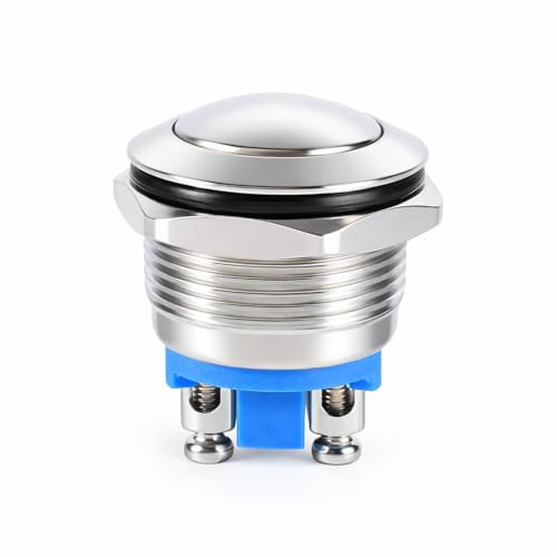 Keenso Hupen Knopfschalter, KFZ 12V 19mm Wasserdichte Momentaner Druckschalter Lautsprecher Horn Taster Metall Kippschalter IP65 IK08