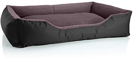 BedDog Chien/Chat Panier Teddy S à XXXL, 14 Couleurs au Choix, en Cordura & Microfibre Velours, lit de Chien Lavable, Coussin de Chien, pour l''intérieur et l''extérieur, Taille XXL, Noir/Brun'