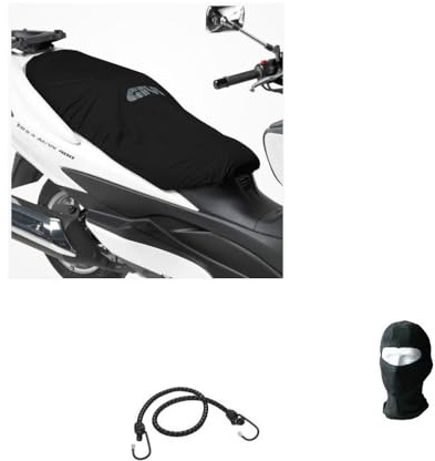 Compatible con Harley-Davidson 1688 FLS Softshell Slim Funda de sillín Givi S210 Impermeable Universal Longitud 117 cm Cubierta de sillín para Moto Scooter Bordes elásticos Negro