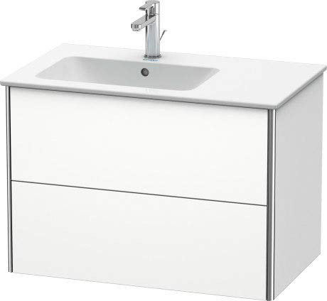 Duravit XSquare Waschtischunterbau wandhängend 81,0 x 47,8 cm, 2 Schubkästen, für Waschtisch ME by Starck 234583, Becken Links, Farbe (Front/Korpus): Nordic Weiß Seidenmatt Lack - XS417603939