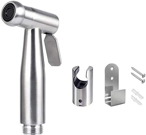 Doccetta per bidet/atomizzatore per WC portatile/in acciaio inossidabile con gancio, facile da installare, per igiene personale e irroratore per WC a padella