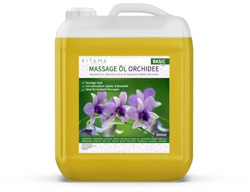 Kitama Massageöl Orchidee 5L - Authentisches Thai Aromaöl, made in Germany | Blumiger Duft für pflegende Anwendungen daheim & in Thaimassage. Haut- plus Körperpflege für Wellness & Spa