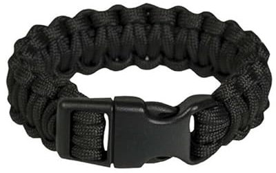 Paracord Survival Armband Olive, schwarz, Khaki Coyote tan, je nach Auswahl Outdoor ca 2,20cm breit, 18 BZW 23 cm lang, Notfallseil Cord (24,5 cm schwarz)