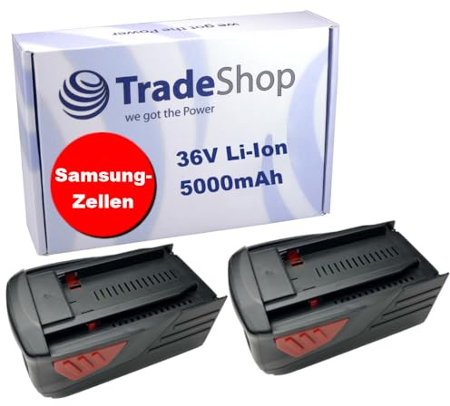 2X Hochleistungs Li-Ion Akku, 36V / 5000mAh für Hilti TE6A TE-6A TE-6A TE7A TE-7A TE-7-A Bohrhammer Schlagbohrmaschine Akkuschrauber Bohrmaschine ersetzt B36 B-36 B-36-V B36 Battery Accu