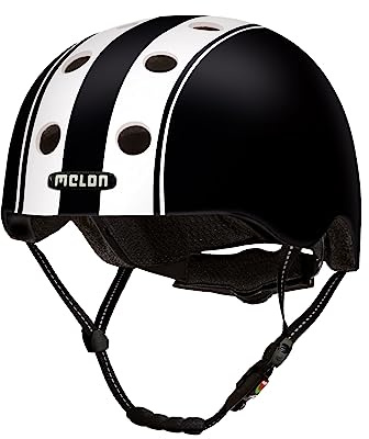 Melon Double White Black lätt och cool cykelhjälm för kvinnor, män och barn med maximalt skydd, storlek XL-XXL (52–58 cm) svarta vita ränder