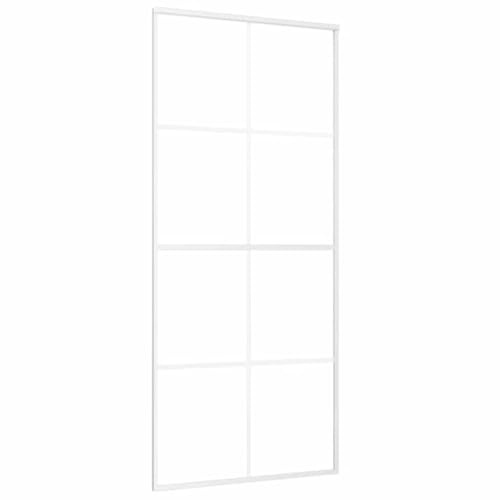 vidaXL Schiebetür Schiebetürsystem Glastür Glasschiebetür Ganzglasschiebetür Tür Innen mit Alurahmen ESG-Glas Aluminium 90x205 cm Weiß