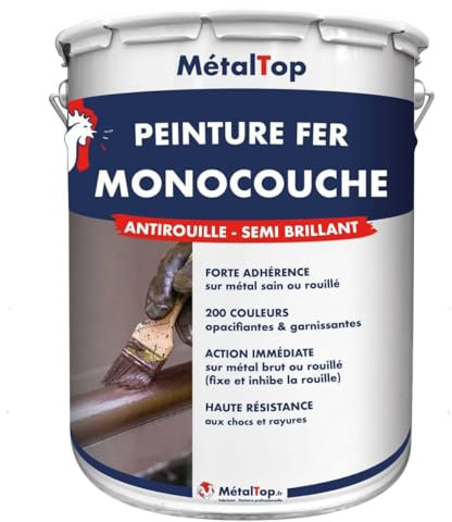 Metaltop - Peinture Fer Monocouche - Rouge vin - RAL 3005 - Pot 1 L