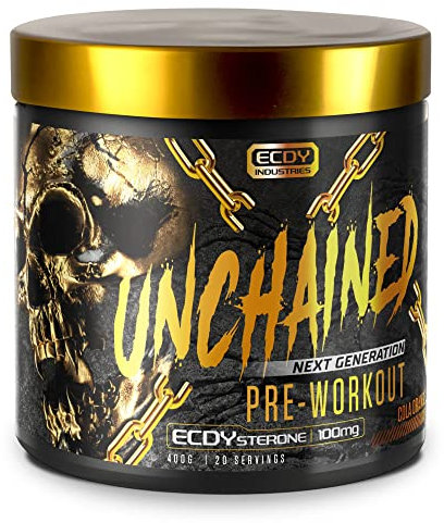 UNCHAINED Pre Workout Booster mit Koffein | 400 g | Fitness Booster mit L-Arginin, L-Citrulin-Malat & Beta-Alanin | Preworkout booster für 100% Fokus, Pump & Energy | Cola Orange