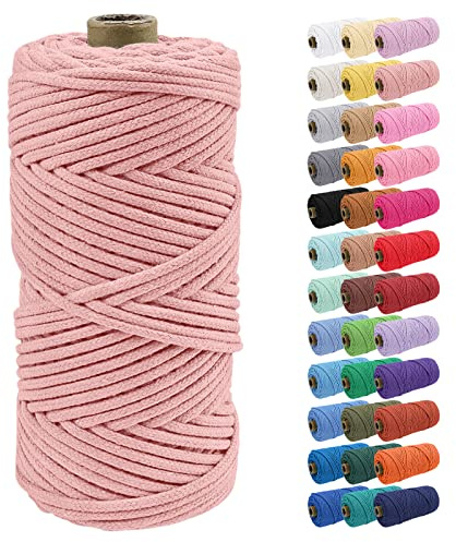 Uiopa Baumwollkordel, Makramee Garn 4mm 100m Natur Baumwollseil, Baumwollgarn Geflochtene Macrame Cord Ideal für Häkeltaschen, Pflanzenhängern, Traumfänger, Wandbehang, DIY Handwerk