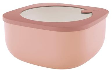 Guzzini - Kitchen Active Design, STORE&MORE BIO, Contenitore Ermetico Basso per Frigo/Freezer/Microonde (L) - Rosa Fiori di Pesco, 19,5 x 19,5 x h9,3 cm | 1900 cc - 170721251