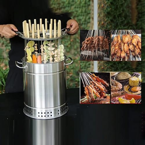 GUINJO 20-28 Macchina Grill Kebab Senza Fumo, Forno girarrosto Verticale, Cottura Rapida 5-6 Minuti, Olio e Carbone Separati, for Interni ed Esterni