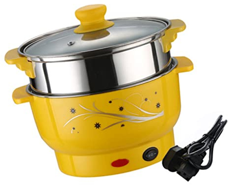 HEMOTON Multifunktionaler Dampfkochtopf Aus Edelstahl Elektrischer Kochtopf Mit Zwei Schichten Und Dampfgarer Für Küche Und Büro Platzsparend Und Praktisch Für Suppen