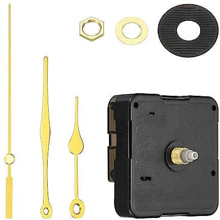 PATIKIL Clock Mechanism Replacement, Quartz Clock Mechanism Battery Operated DIY Wall Clock Aluminium Hands and Motor Kit Mute Movement, Gold