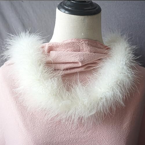 Wambere 2 m Länge Federboa Truthahnhaarstreifen,Federstola Federschal Kostüm Karneval Feder Boas Zubehör,Für DIY Handgefertigt Bekleidungszubehör Maskeradekleider Abschlussballpartys,Beige
