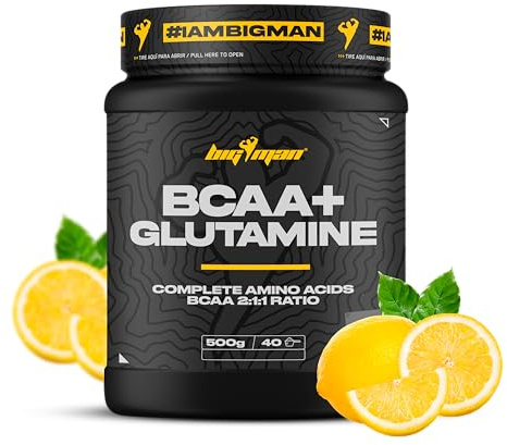 BigMan | Bcca & Glutamina 500gr (Limon) | Aminoacidos Essenciales con Carga de Minerales | Recuperación Muscular | Recuperación Ejercicios Aerobicos | Protege tu Musculo