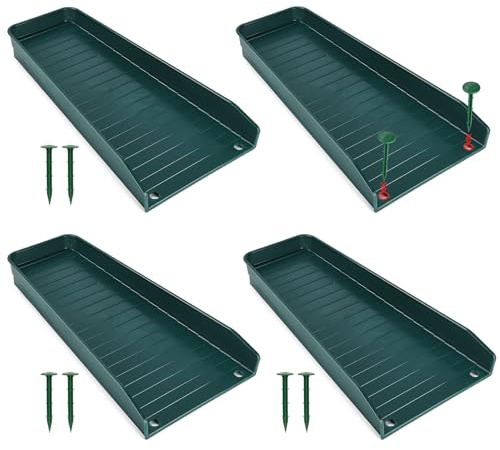 Creative.C 4 Pack Gutter Downspout Extensions,Rain Gutter Downspout Splash Block,Downspout Diverter,Down Spout Drain Extension,Gutter Splash Prevention Device for Cement Floor Lawn Ground (Green)