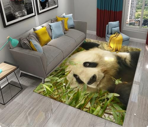 KIESEY Panda Print Bambus Teppich Wohnzimmer Schlafzimmer Türmatte Küche Eingang Dekoration rutschfeste Fußmatte 80x150cm