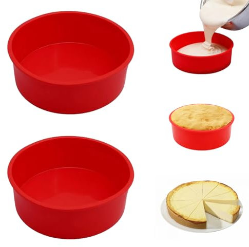 WWYSSZ 2 Piezas Moldes Silicona Reposteria Redondo 20 cm, 8 Pulgadas Moldes Redondos de Silicona para Tartas, Antiadherentes, Fácil de Desmoldar, para Tarta de Queso, Tarta Arcoiris,Tartas de Capas