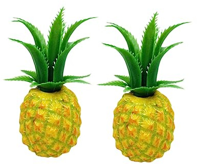 TOPPERFUN de Piña Artificial y Fiestas 2 Piezas Diseño Realista de Plástico y Accesorios en Cumpleaños para Decoración para Fotos