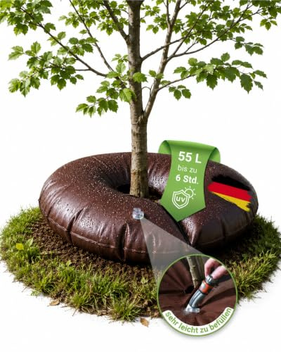 dm-folien Bewässerungsring I 2 Stück I Bewässerungsringe für Bäume, Hecke & Strauch I Bewässerungshilfe mit 55 Liter I UV-beständiger Bewässerungssack zur gezielten Pflanzen-Bewässerung
