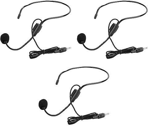 Bewinner 3Pcs Headset Microphone, 3.5mm Screw Plug Wired Head Condenser Mic for Shopping Guide, Wired Head Condenser Mic
