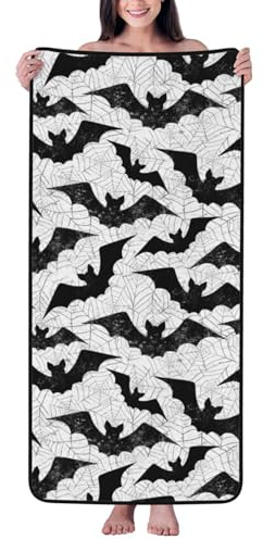 Serviettes de bain en coton pour salle de bain – Serviettes en microfibre à séchage rapide – Serviettes de douche douces pour le corps, chauves-souris d'Halloween, toile d'araignée, pour voyage