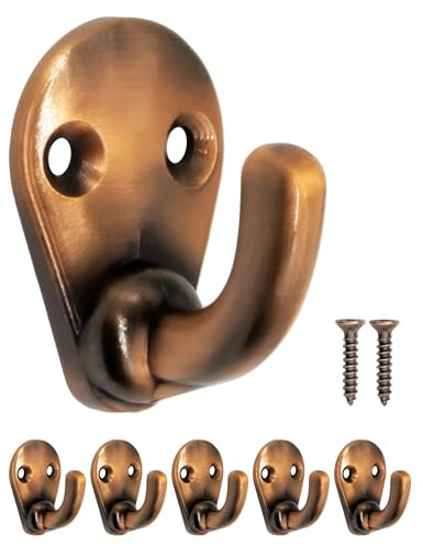 Fuxxer® Klassische Garderoben-Haken, Handtuch-Haken, Eisen-Haken, Kupfer Design, 5er Set
