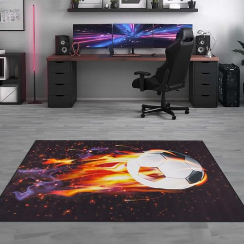 Taracarpet Kinderzimmer Teppich für Kinder, Jungen, Mädchen und Jugendzimmer Fresh Kids Fußball Flammen 120x170 cm