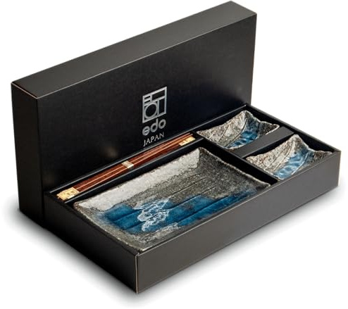 Edo Japan - Aogurno - Set di stoviglie giapponesi per sushi - 6 pezzi - 2 persone - qualità forte, made in Japan