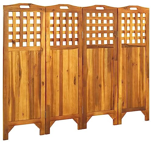 Mobilier d'extérieur Paravent 4 panneaux en bois d'acacia massif 161 x 2 x 120 cm