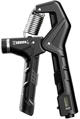 Handgriffstärker, Handgreifer, Unterarmstärker, Handtrainer, Grifftrainer mit 5–100 kg, verstellbarer Widerstand für Sportler, Musiker, Hand Handgelenk Verletzungen, Erholung (schwarz)
