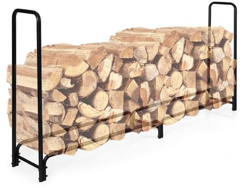 GYMAX Großes Kaminholzregal, Brennholzregal mit Griffen & erhöhen Beine, Kaminholzständer aus Metall für innen & außen, bis zu 500 kg belastbar, für Kamin, BBQ & Feuerstelle