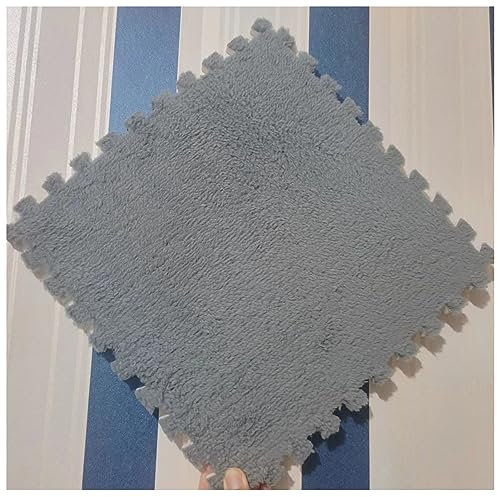 Ineinandergreifende Teppich-Puzzle-Fliesen, 30 x 30 cm, quadratische Plüschschaum-Bodenfliesen, Schlafzimmer, schalldichte Teppichfliesen, flauschige Schaumstoff-Bodenmatte für Zuhause, Spielzimmer,