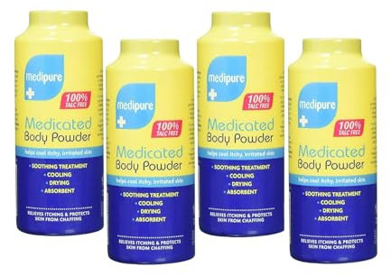 Medicated Body and Baby Powder - 100% Talc-Free Skin Protection and Soothing Relief, 4 Pack - Gentle, All-Natural Formula for All-Ages Care, Ideal for Sensitive Skin