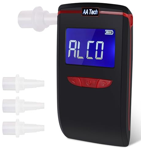 HooJtny Etilometro Portatile Certificato Professionale, Alcol Test Etilometro Portatile Digitale con 4 Boccagli, Sensore Semiconduttore E1
