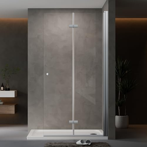 AQUENITH Duschwand Glas 75x185cm Walk in Dusche Duschabtrennung Duschtrennwand Glaswand Faltwand Faltdusche aus 6mm ESG-Sicherheitsglas Klarglas Glas Höhe 185cm