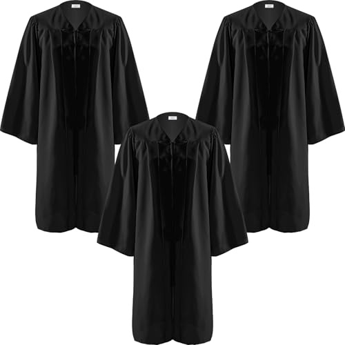OJMHD 3 Pcs Black Judge Robe for Adults, Unisex Choir Robe, Matte Clergy Graduation Gown Costume for High School University Bachelor Ceremony Academic Dress, Size 54