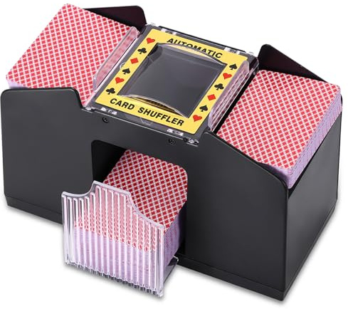 Zankeox Automatic Card Shuffler Machine - Electronic Casino Poker 2-4 Deck Shuffling, Battery Operated -Card Shufflers Sorter, Cards Playing Tool Accessories (4 Deck Battery)